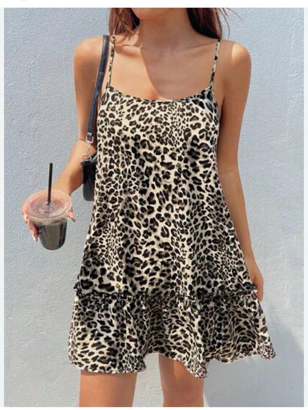 Leopard Woven Cami Loose Dress,Sun Dress